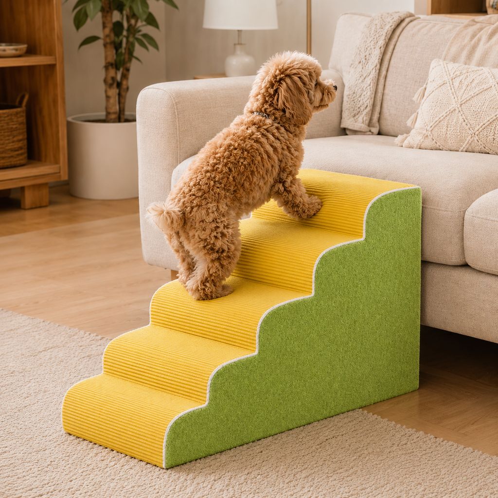 Ortekor High-Density Foam Pet Stairs for Small Dogs & Cats – Gentle Steps for Bed, Couch & Sofa, Non-Slip Washable Pet Steps to Reduce Jumping