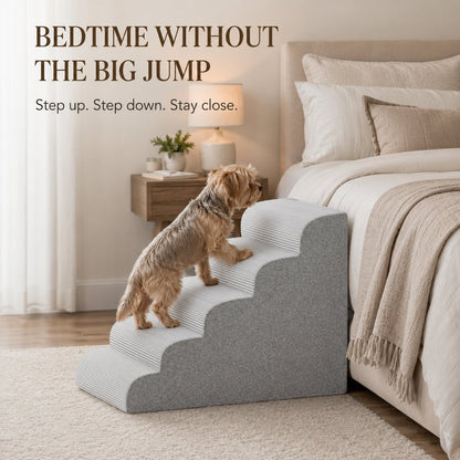 Ortekor High-Density Foam Pet Stairs for Small Dogs & Cats – Gentle Steps for Bed, Couch & Sofa, Non-Slip Washable Pet Steps to Reduce Jumping