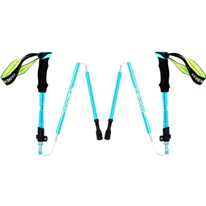 Collapsible Hiking Stick Adjustable Height Lightweight Aluminum Walking Staff for Trail Backpacking Mountain Trekking Men Women Outdoor