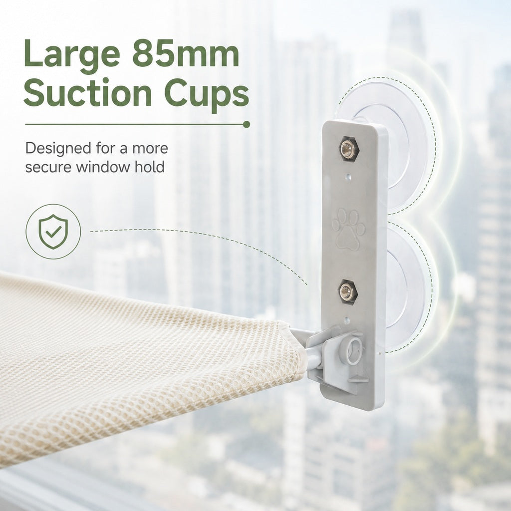 Ortekor Foldable Cat Window Hammock for Apartments - No-Drill Suction Perch for Sunny Naps Without Taking Up Floor Space