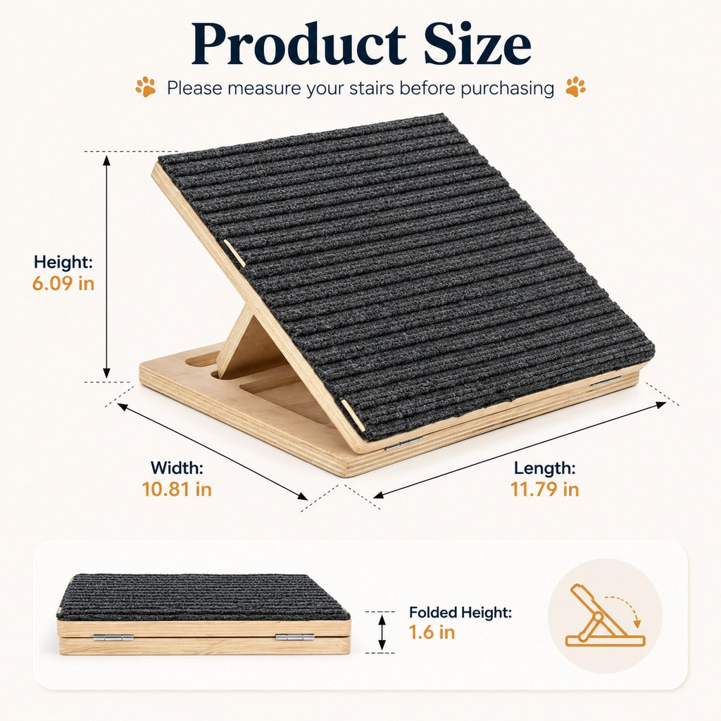Ortekor Foldable Wooden Dog Stairs for Small Dogs - Non-Slip Pet Ramp for Sofa, Bed & Indoor Steps