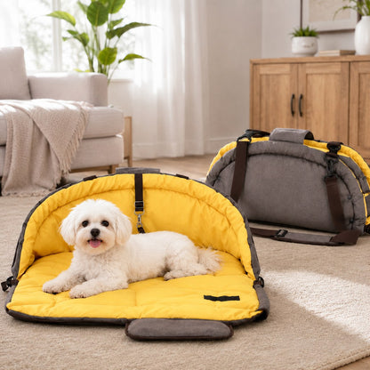 Ortekor 2-in-1 Foldable Dog Travel Bed & Carry Bag – Portable Cushioned Pet Bed for Road Trips, Car Rides & Home – Folds for Easy Travel & Cozy Rest Anywhere
