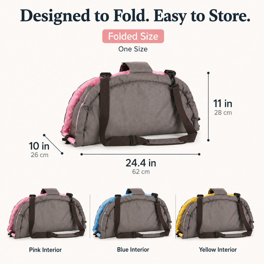Ortekor 2-in-1 Foldable Dog Travel Bed & Carry Bag – Portable Cushioned Pet Bed for Road Trips, Car Rides & Home – Folds for Easy Travel & Cozy Rest Anywhere