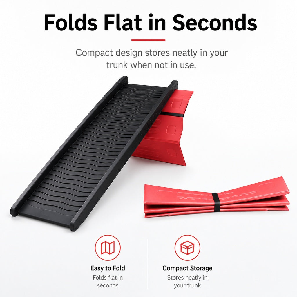 Ortekor Foldable Pet Ramp Bumper Protector Mat for SUVs - Protect Your Rear Bumper from Dog Scratches During Car Loading