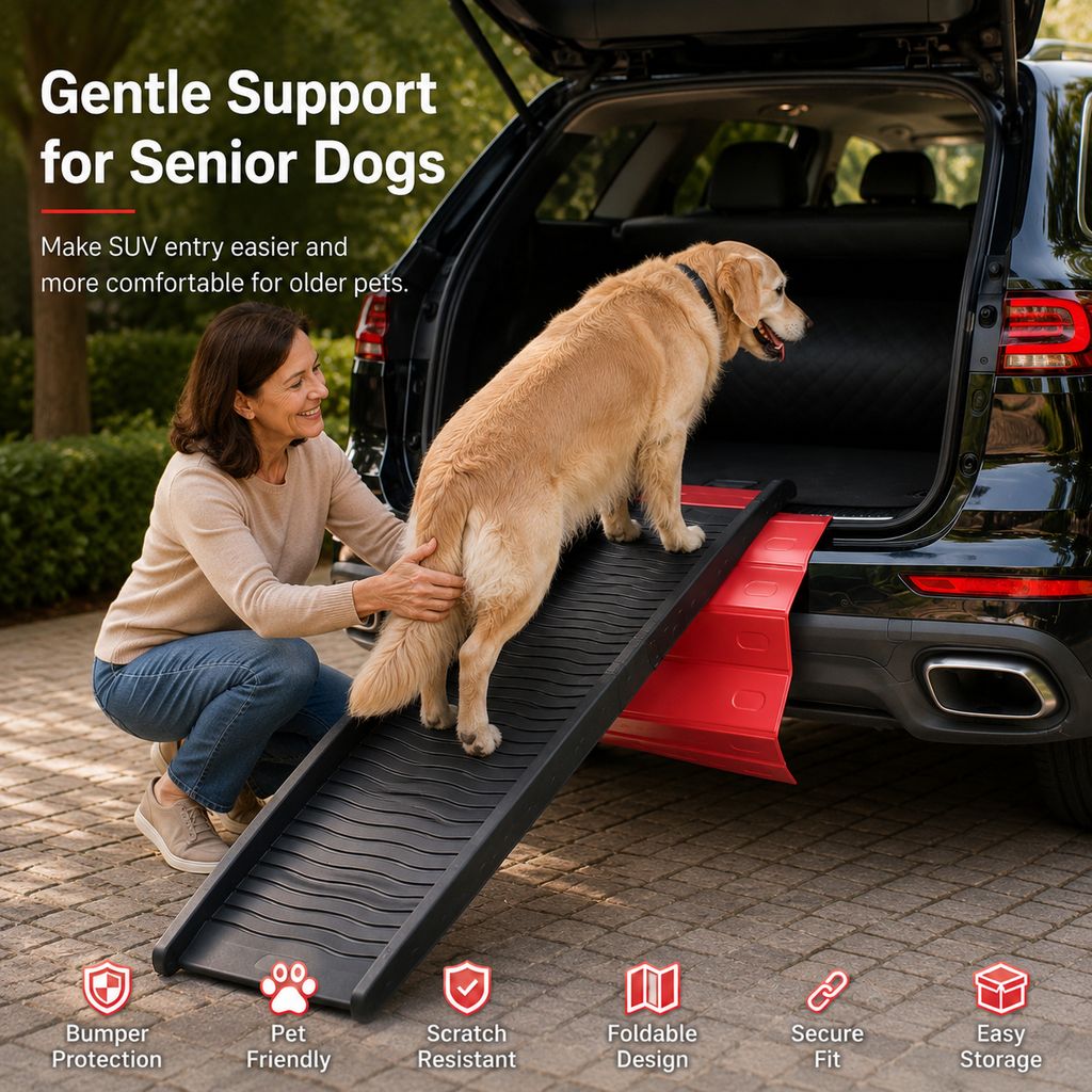 Ortekor Foldable Pet Ramp Bumper Protector Mat for SUVs - Protect Your Rear Bumper from Dog Scratches During Car Loading