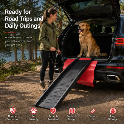 Ortekor Foldable Pet Ramp Bumper Protector Mat for SUVs - Protect Your Rear Bumper from Dog Scratches During Car Loading