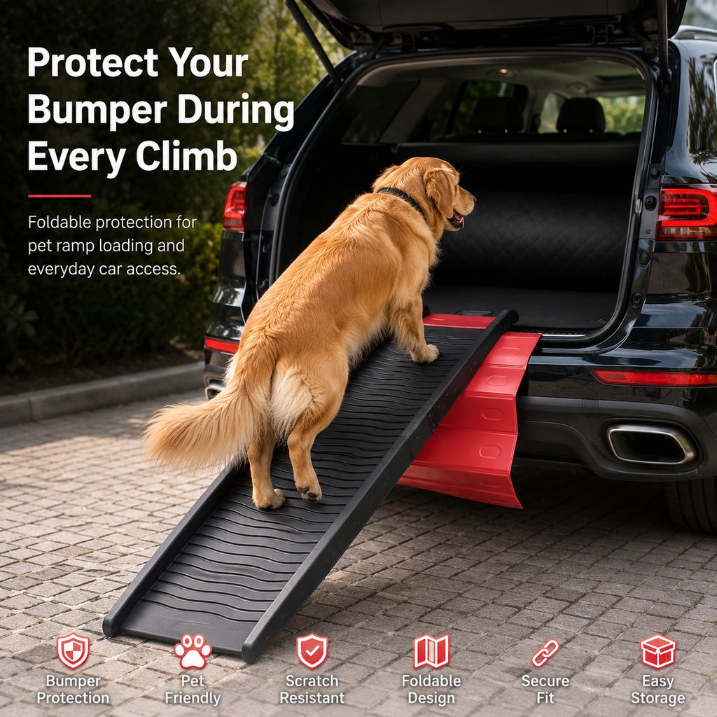 Ortekor Foldable Pet Ramp Bumper Protector Mat for SUVs - Protect Your Rear Bumper from Dog Scratches During Car Loading