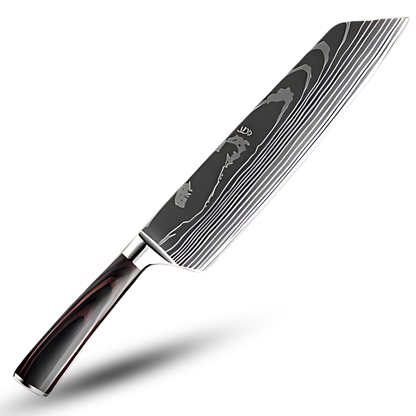 Professional Damascus Steel Kitchen Knife Set with Laminated Wood Handles – 10-Piece Culinary Collection