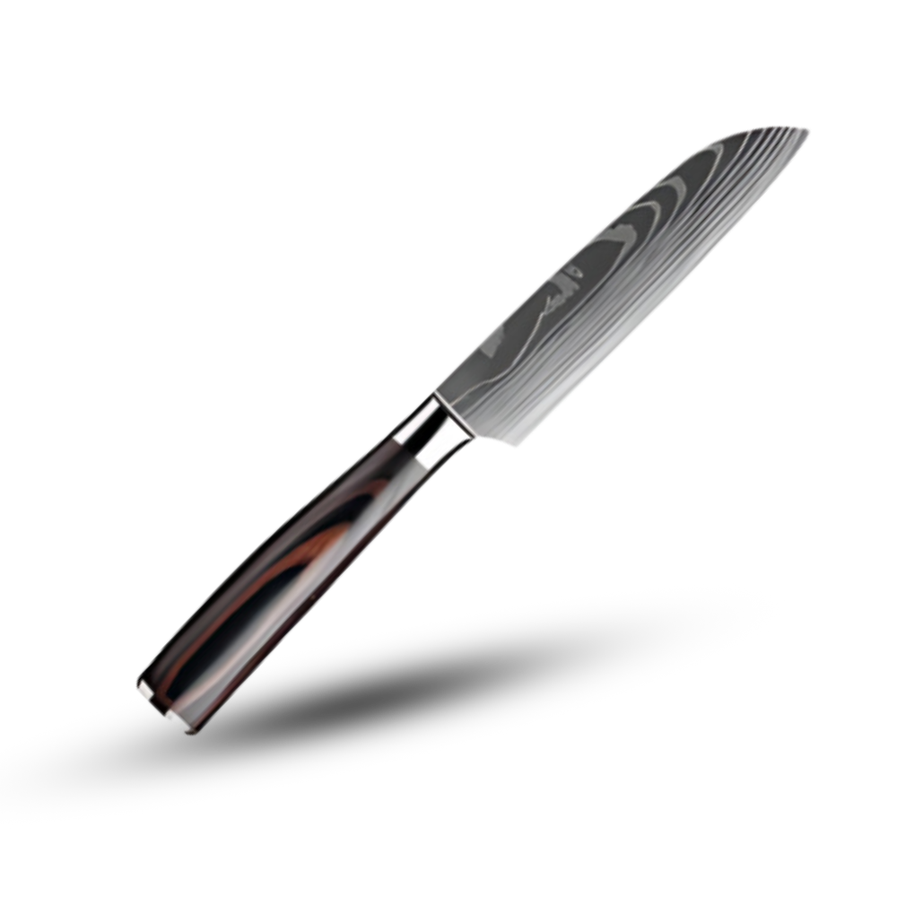 Professional Damascus Steel Kitchen Knife Set with Laminated Wood Handles – 10-Piece Culinary Collection