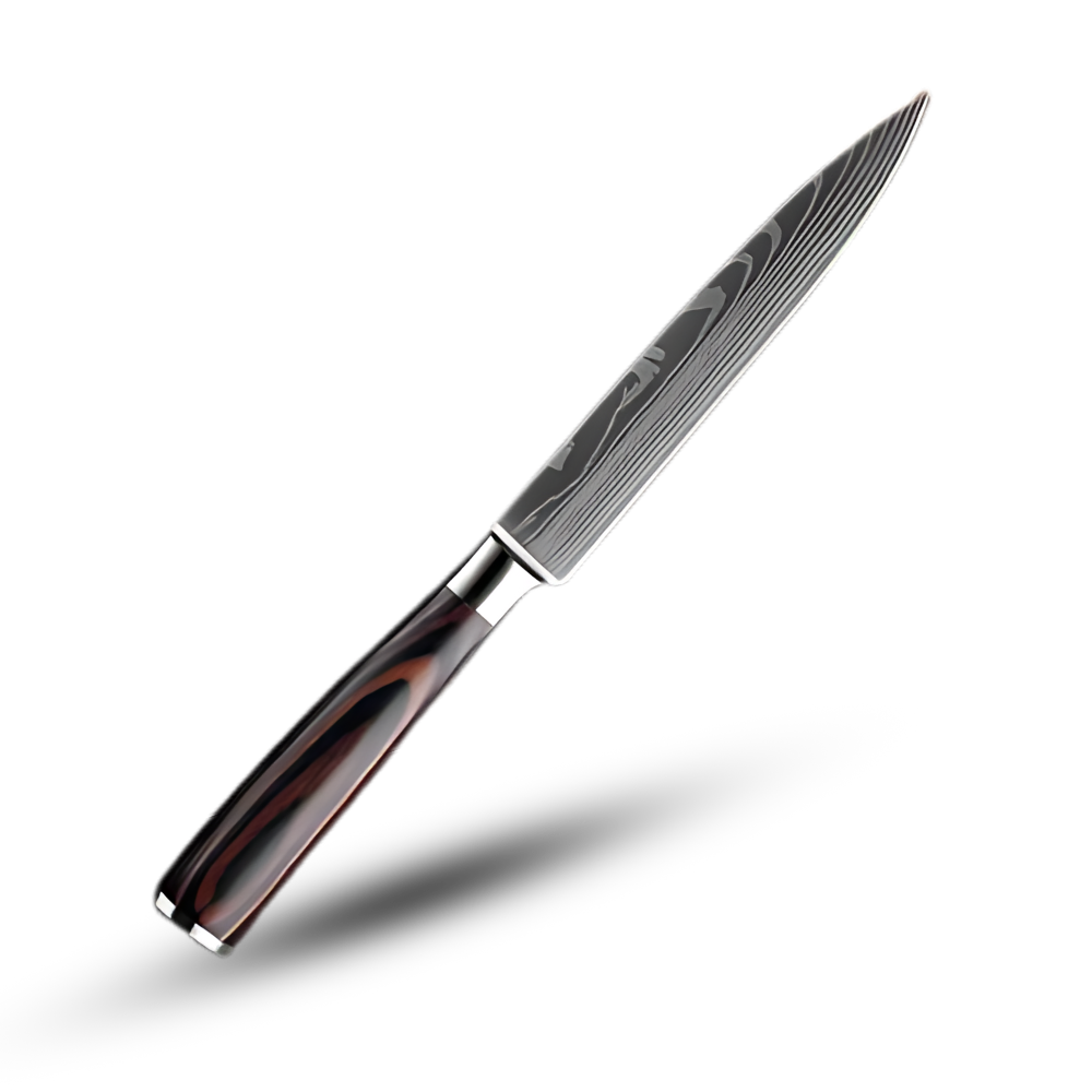 Professional Damascus Steel Kitchen Knife Set with Laminated Wood Handles – 10-Piece Culinary Collection