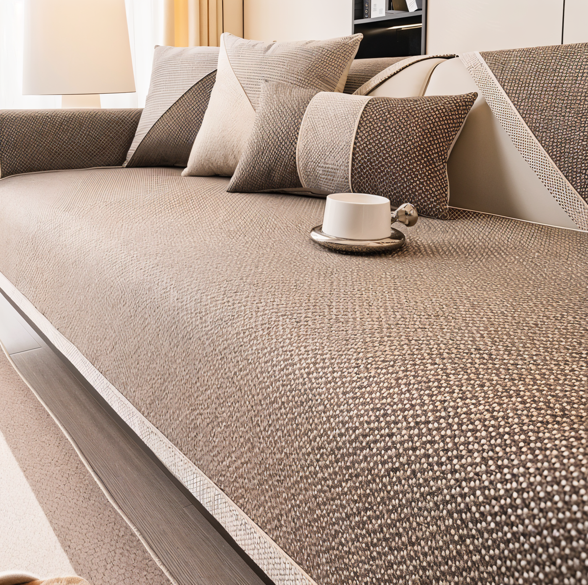 Furniture Throw for Couch & Sectional – Non-Slip Backing, Air-Permeable Weave, Multiple Sizes for 2-Seater & Corner Layouts