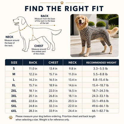 Ortekor Four-Leg Full-Body Dog Jumpsuit for Home & Outdoor Wear – Helps Contain Loose Fur & Everyday Dirt