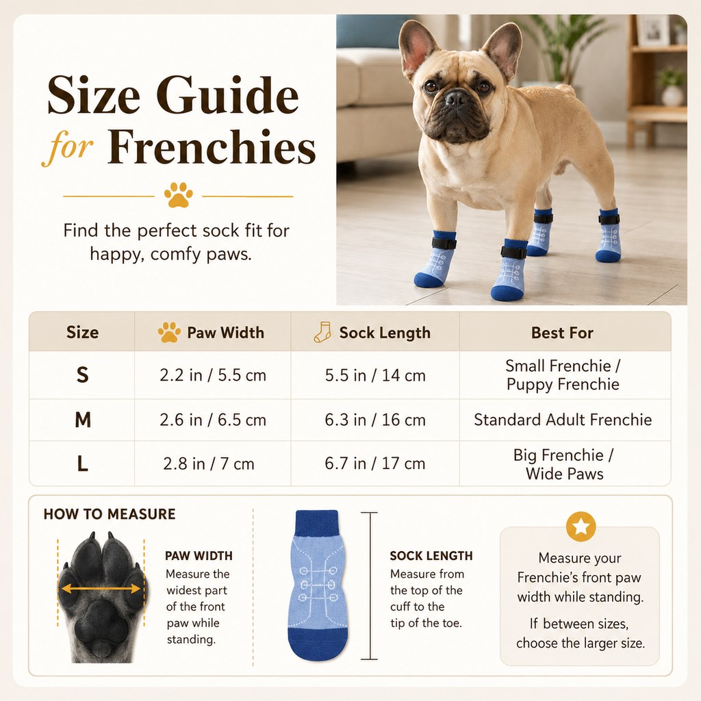 Ortekor French Bulldog Non-Slip Socks for Tile & Hardwood Floors - Helps Reduce Back-Leg Slipping, 4-Pack