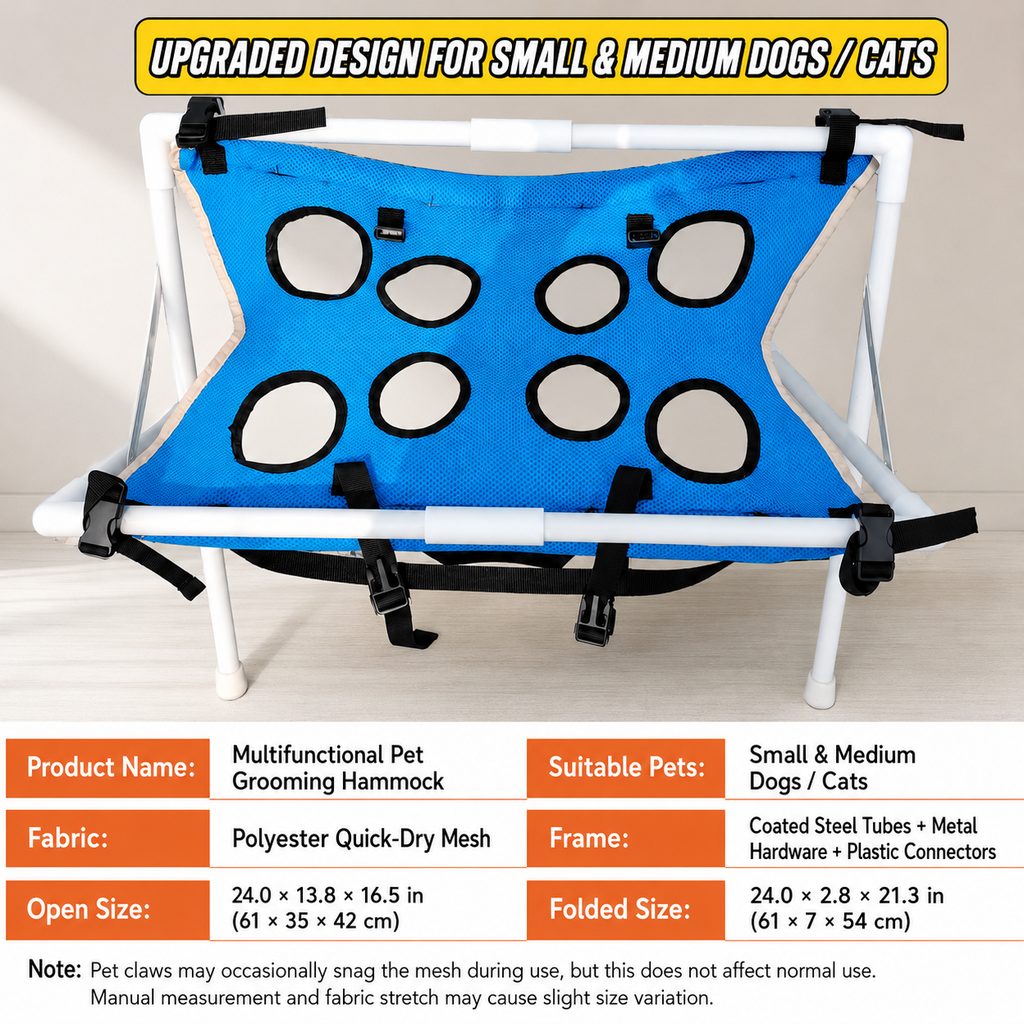 Ortekor Freestanding Foldable Pet Grooming Hammock Stand for Easier At-Home Nail Trimming – Dogs & Cats