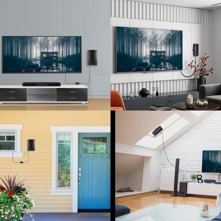 Indoor Digital TV Antenna with 4K HD Reception & 600-Mile Range for Local Broadcast Channels