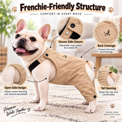 Ortekor French Bulldog Overalls Jumpsuit with Adjustable Straps – Comfortable Everyday Dog Outfit for Walks, Travel & Outdoor Adventures