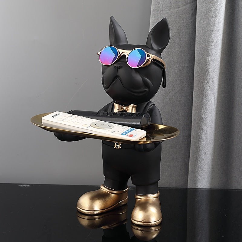 Decorative Canine Figurine in Butler Pose Resin Sculpture for Living Room Entryway Home Accent Pet Lover Gift Frenchie Dog Display Piece