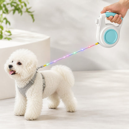 Ortekor Rechargeable Light-Up Retractable Dog Leash for Night Walks - Helps Small Dogs Stay Visible & Easy to Control