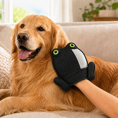 Ortekor Froggy Pet Hair Removal Grooming Mitt for Cats & Dogs - Gentle Daily Deshedding Glove for Sofas, Rugs, Clothes & Car Seats