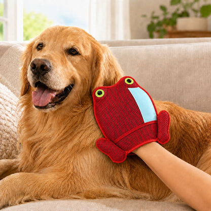 Ortekor Froggy Pet Hair Removal Grooming Mitt for Cats & Dogs - Gentle Daily Deshedding Glove for Sofas, Rugs, Clothes & Car Seats