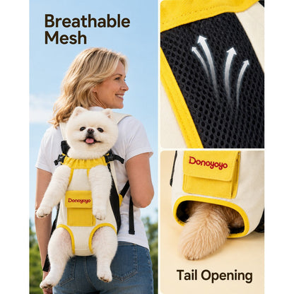 Ortekor Front-Facing Pet Carrier Backpack for Cats & Small Dogs, Hands-Free Travel Carrier With Breathable Mesh, Adjustable Neck Opening & Front Pocket