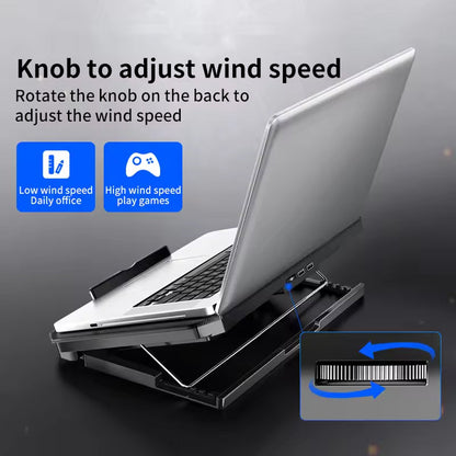 Dual-Fan Notebook Cooling Stand with Adjustable Height & USB Ports for 12-17 Inch Laptops