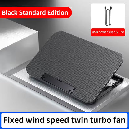 Dual-Fan Notebook Cooling Stand with Adjustable Height & USB Ports for 12-17 Inch Laptops
