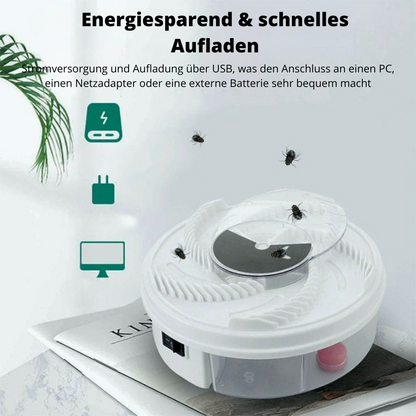 Automatic Rotating Fly Trap for Indoor & Outdoor Use – Silent Electric Insect Catcher with 5 Bait Stations