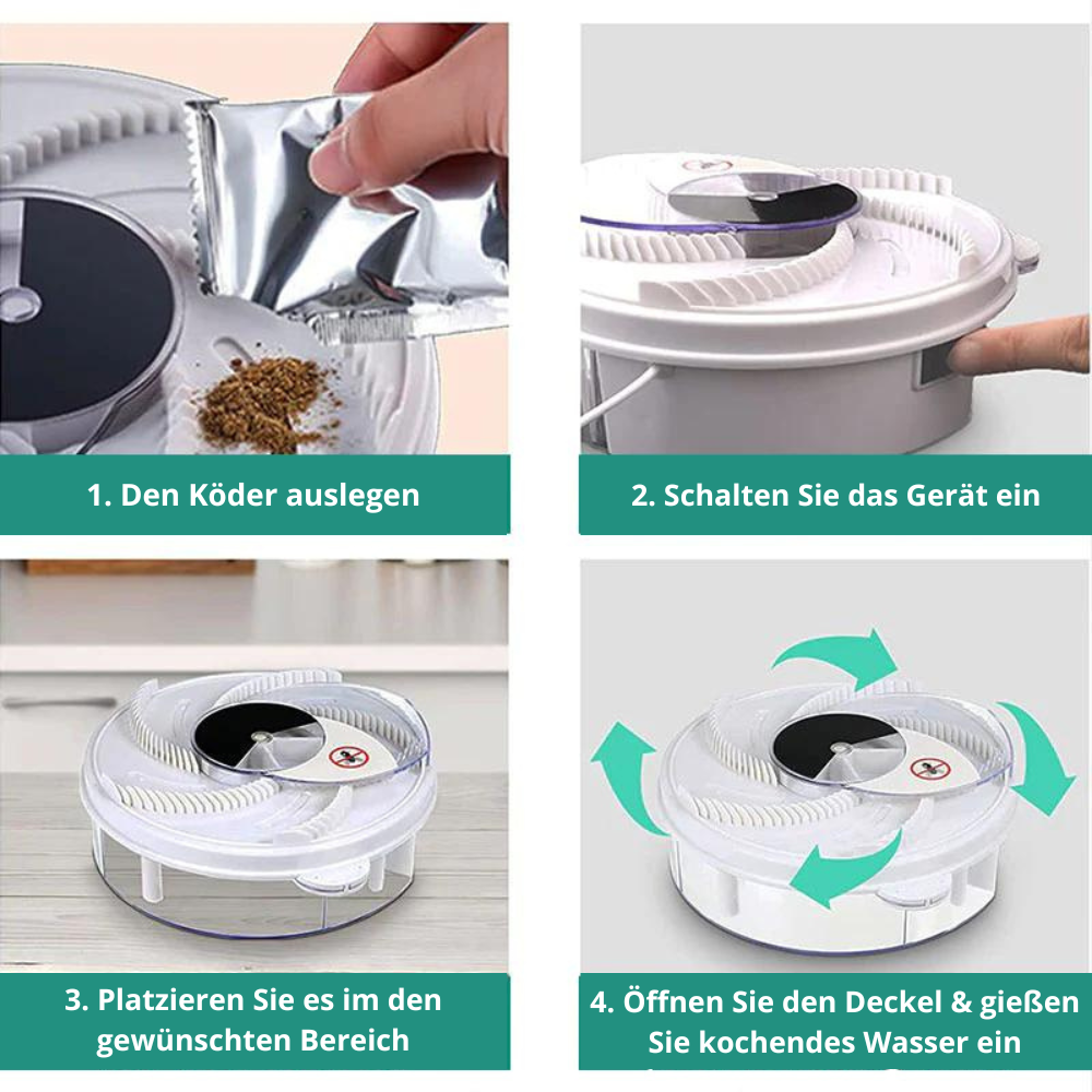 Automatic Rotating Fly Trap for Indoor & Outdoor Use – Silent Electric Insect Catcher with 5 Bait Stations