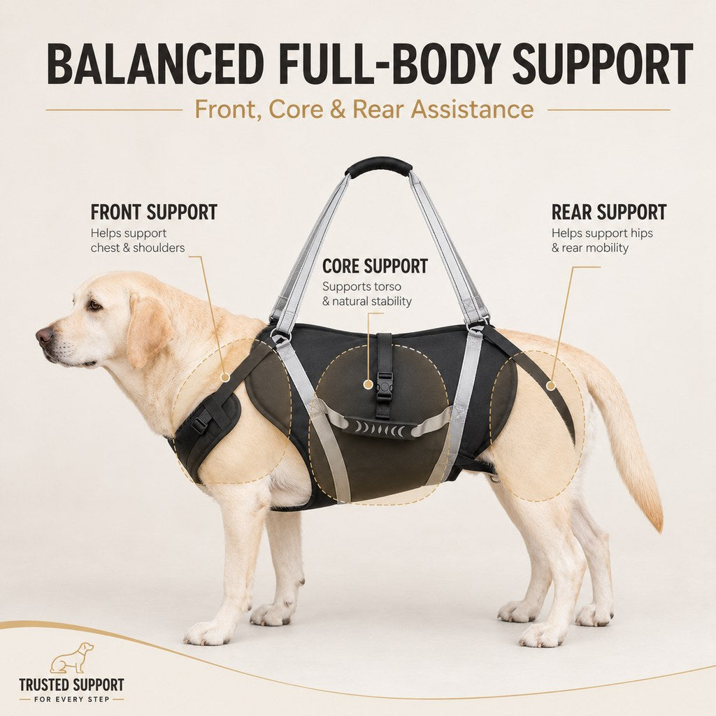 Ortekor Full-Body Dog Lift Support Harness for Large Senior Dogs - Easier Stairs, Standing & Car Entry
