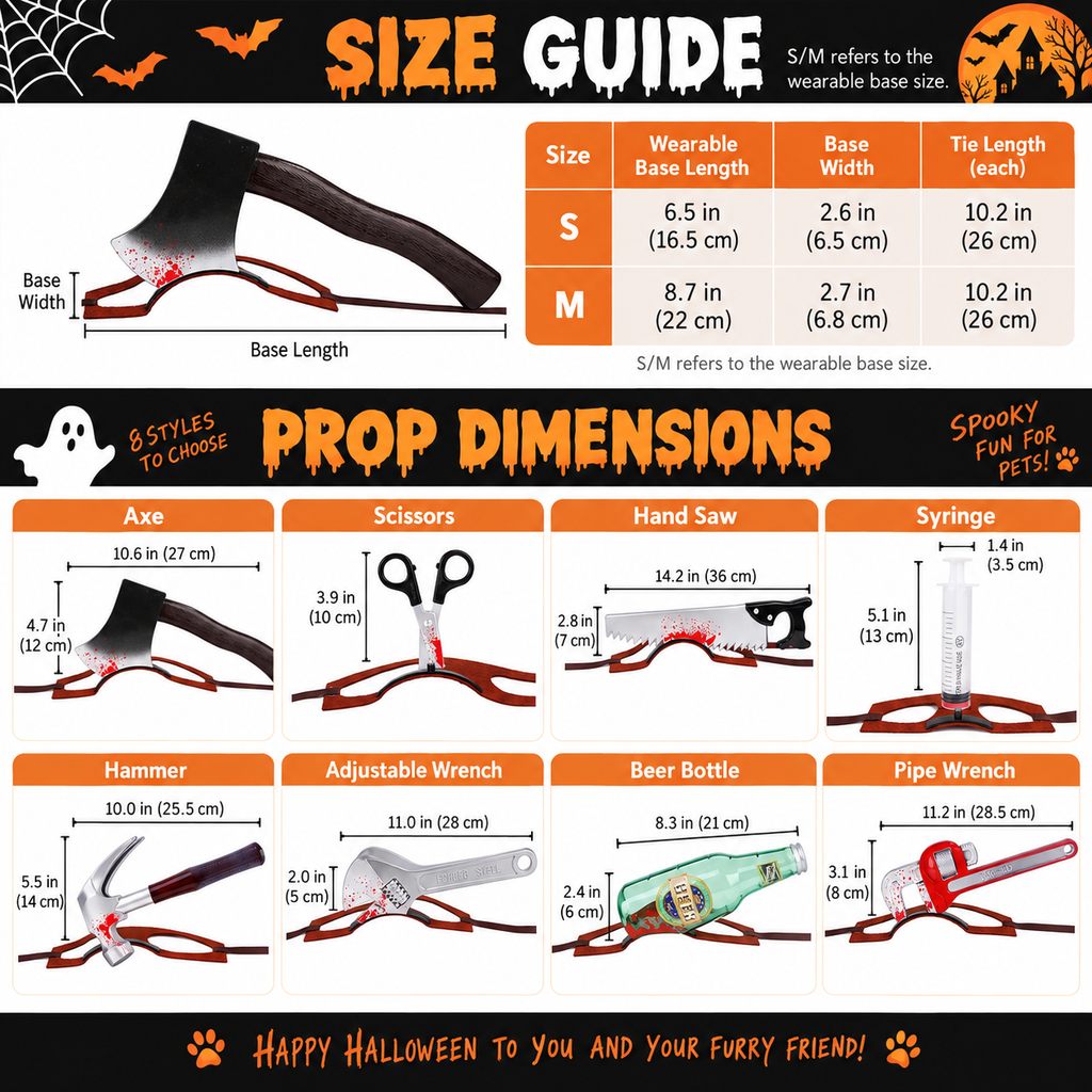Ortekor Funny Halloween Pet Headwear for Dogs & Cats - Quick Tie-On Costume Prop for Parties, Photos & Trick-or-Treating