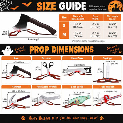 Ortekor Funny Halloween Pet Headwear for Dogs & Cats - Quick Tie-On Costume Prop for Parties, Photos & Trick-or-Treating