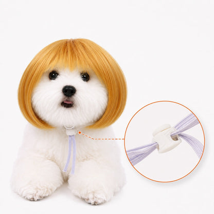 Ortekor Funny Short Bob Pet Wig for Photos & Parties - Easy Costume Prop for Cats & Small Dogs