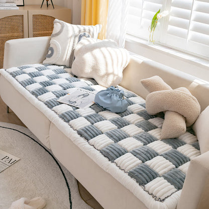 Quilted Cotton Furniture Protector Cover Anti-Slip Couch Cushion Pad for Sofa Chair Loveseat Pet-Friendly Washable Mat for Living Room