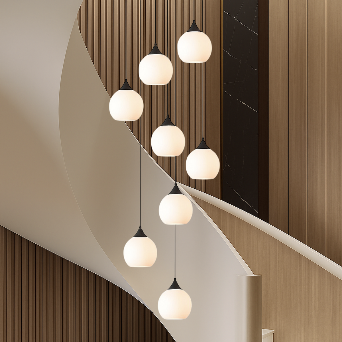 Spiral Stairway Crystal Chandelier LED Multi-Story Foyer Ceiling Light Height-Adjustable Modern Entryway Hanging Fixture for Grand Staircase