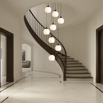 Spiral Stairway Crystal Chandelier LED Multi-Story Foyer Ceiling Light Height-Adjustable Modern Entryway Hanging Fixture for Grand Staircase