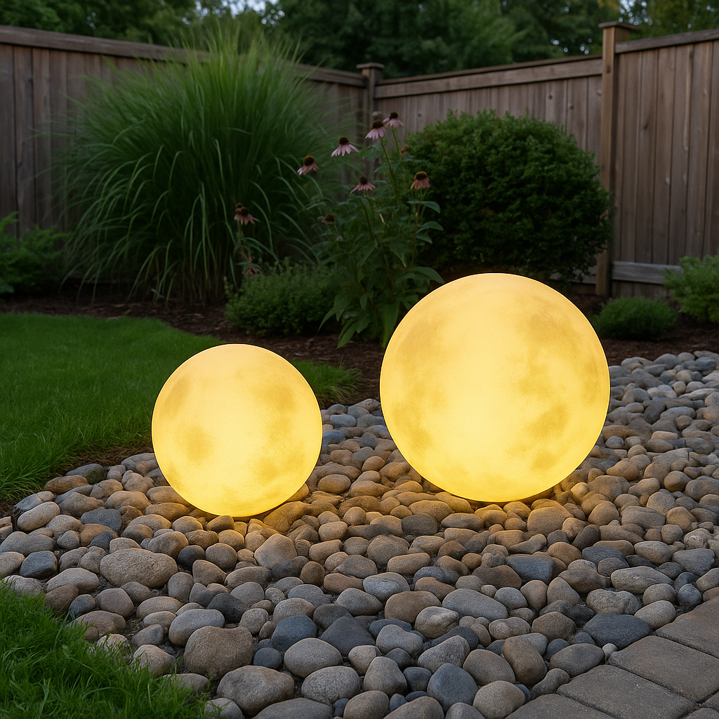 Solar Outdoor Moon Globe Light Sphere Garden Pathway Decoration Waterproof LED Resin Yard Patio Balcony Ambient Lighting