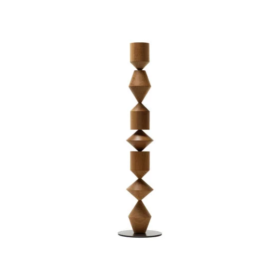 Tall Iron Geometric Standing Lamp 60 in Walnut Black White for Living Room Bedroom Ambient Light Modern Minimalist Decor