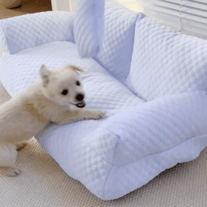 Canapé pour chien en tissu rafraîchissant pour l'été, panier pour chien lavable pour petits et grands chiens