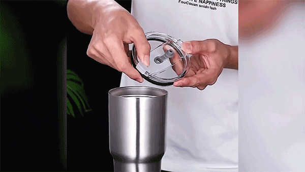 Ortekor Ortekor | Mug de voyage en acier inoxydable avec isolation double paroi et paille réutilisable | Parfait pour les boissons chaudes et froides