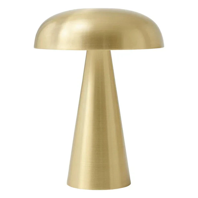Rechargeable Mushroom Table Lamp Cordless Touch Control LED 3 Brightness Settings Portable Accent Light Bronze Gold for Bedroom Living