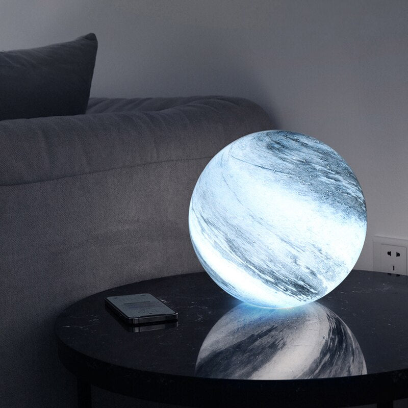 3D Lunar Sphere Desk Lamp with Remote Control 16 Color LED Orb Light for Bedroom Nightstand Living Room Home Decor Gift