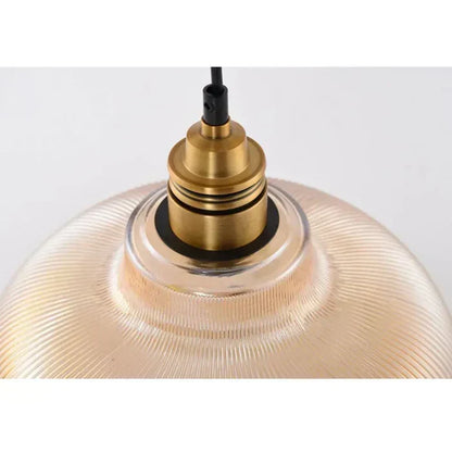 Hanging Glass Shade Fixture with Metal Accents for Dining Room, Kitchen Island, Entryway & Living Room Ambient Lighting