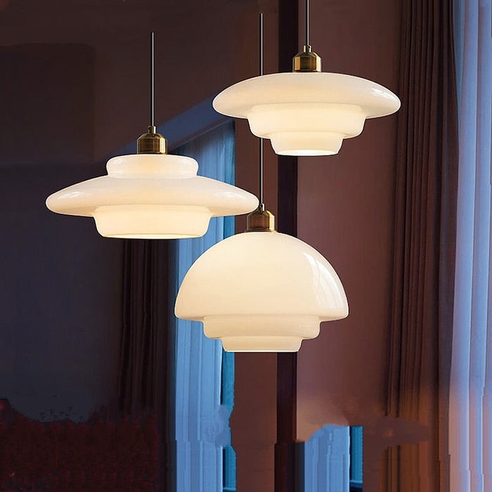 Frosted Glass Globe Hanging Light Fixture with Brass Accents for Kitchen Island, Dining Table & Entryway | Adjustable Height Ceiling Lamp wi
