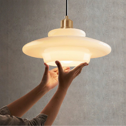Frosted Glass Globe Hanging Light Fixture with Brass Accents for Kitchen Island, Dining Table & Entryway | Adjustable Height Ceiling Lamp wi