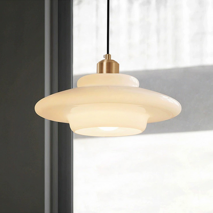 Frosted Glass Globe Hanging Light Fixture with Brass Accents for Kitchen Island, Dining Table & Entryway | Adjustable Height Ceiling Lamp wi