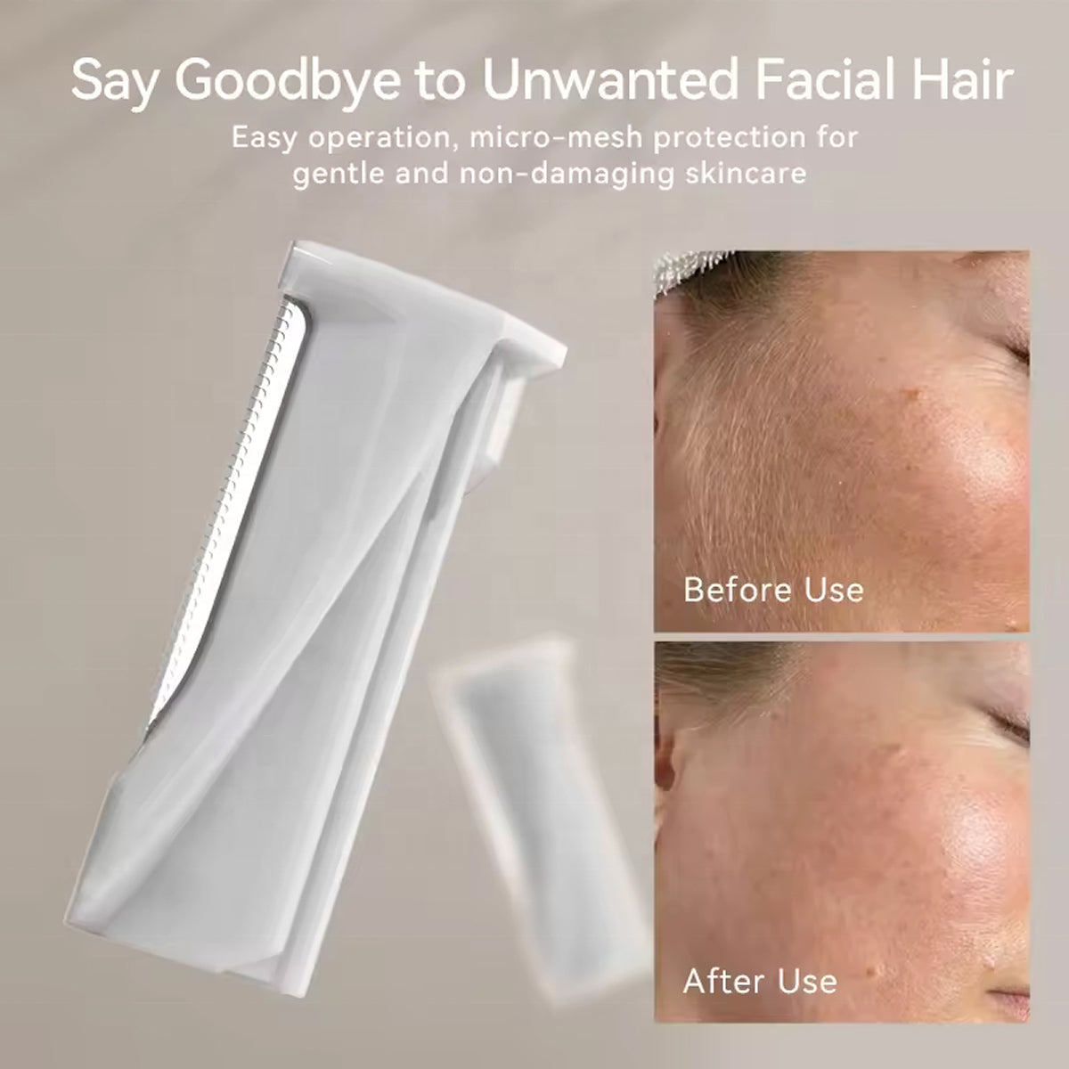 Sonic Facial Exfoliator with LED Light & 3 Speed Settings for Smooth Skin & Peach Fuzz Removal at Home