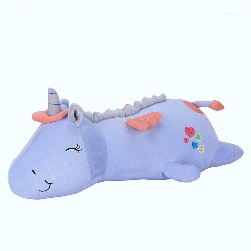 Glowing LED Unicorn Plush Toy for Kids Bedtime & Nursery Decor with Light-Up Rainbow Mane in Pink Blue White