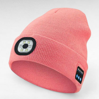Rechargeable Bluetooth Beanie with Built-In LED Headlamp – Wireless Music Hat for Running, Hiking & Winter Outdoors