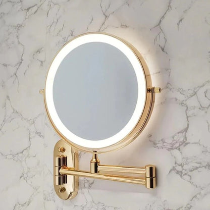 Miroir de maquillage mural lumineux, miroir de courtoisie double face rechargeable, pivotant à 360°, grossissement réglable, commande tactile, 3 modes d'éclairage